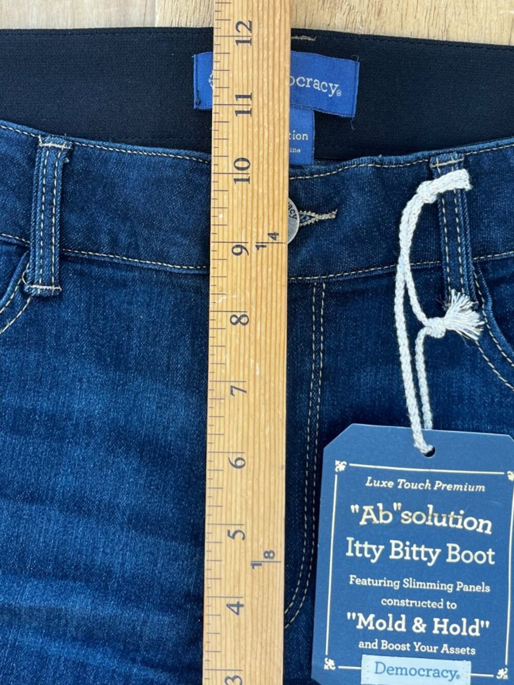 DEMOCRACY AB SOLUTION ITTY BITTY BOOT STRAIGHT LEG JEANS WOMEN’S sz 12 STRETCHY - Picture 11 of 13